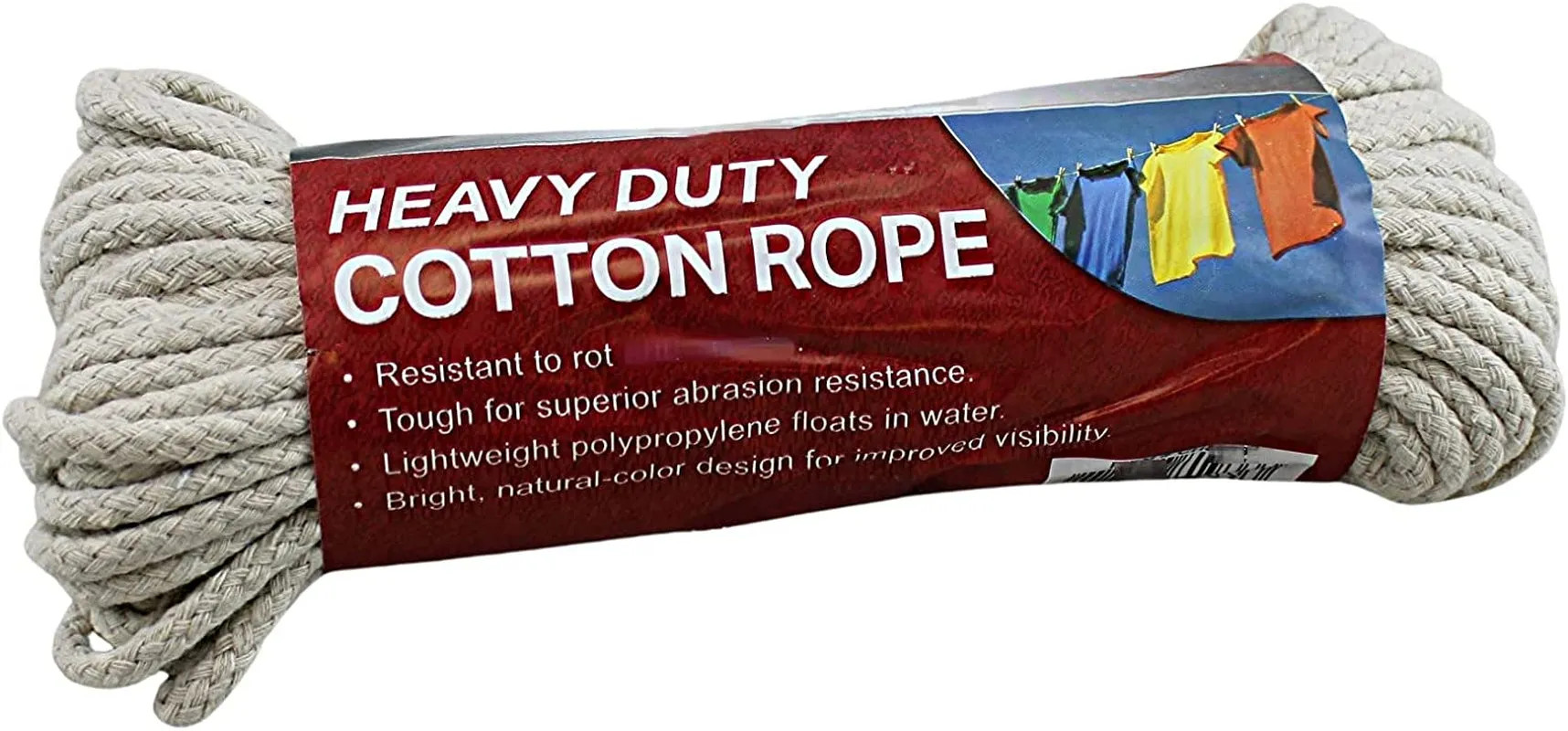 100 Ft Heavy Duty Braided Cotton Rope Clothesline Approximately #6 1/4" 6 Mm Multi Purpose Home Boat Camping