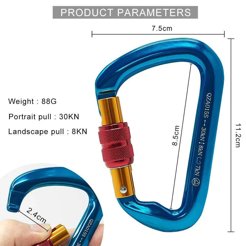 2pc Locking Carabiner Clip Heavy Duty Carabiner Hook Climbing