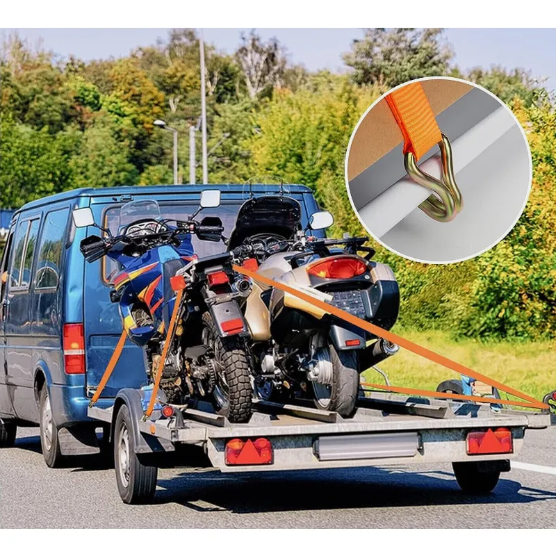 5M X 25Mm Cargo Straps Ratchet Tie Down Lashing Belt With Shaped Hook