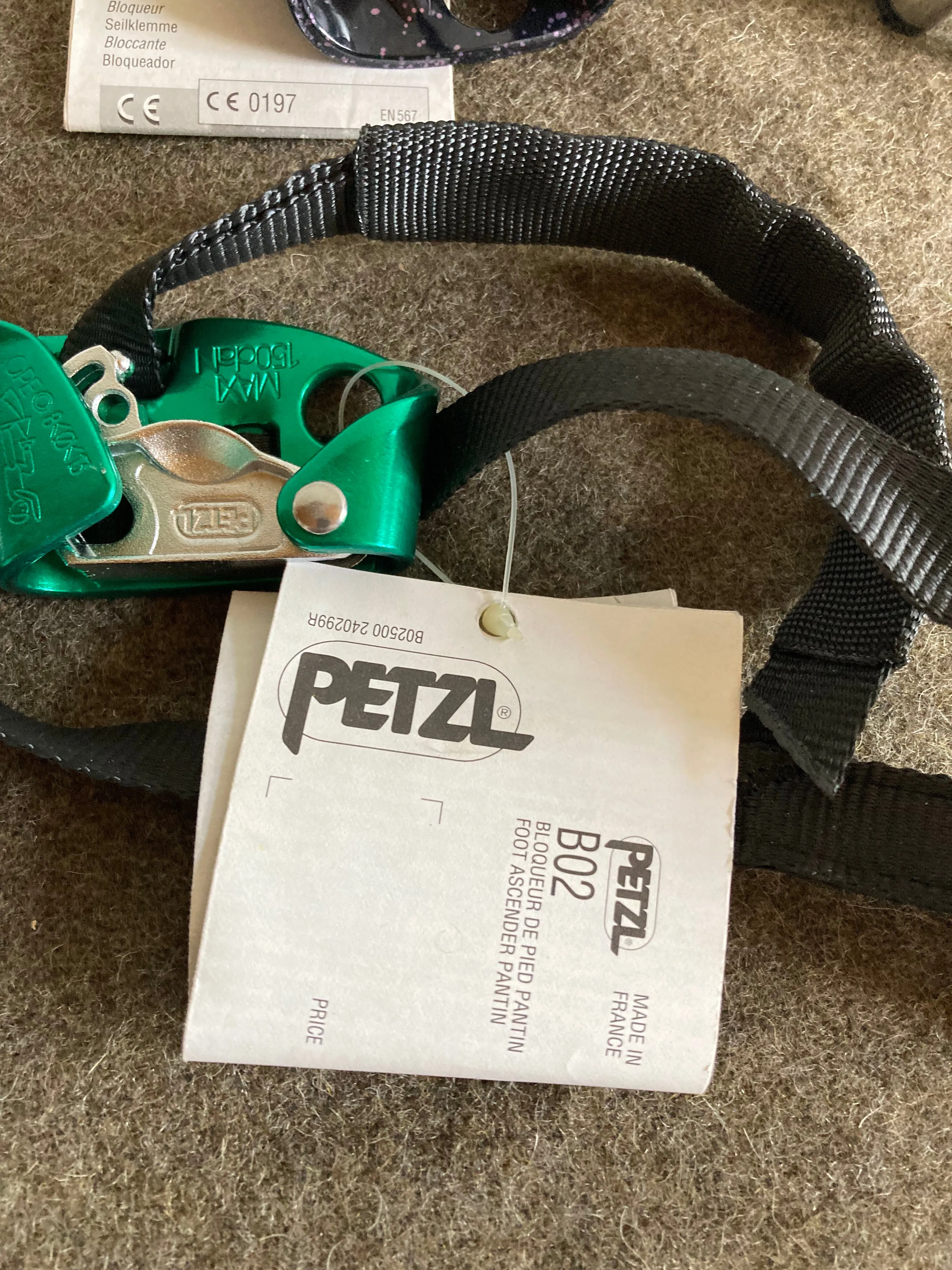 Accessories, Mountaineering, Selection of Harnesses, carabiners, and ascension devices (* This is sold as a complete assembly.)