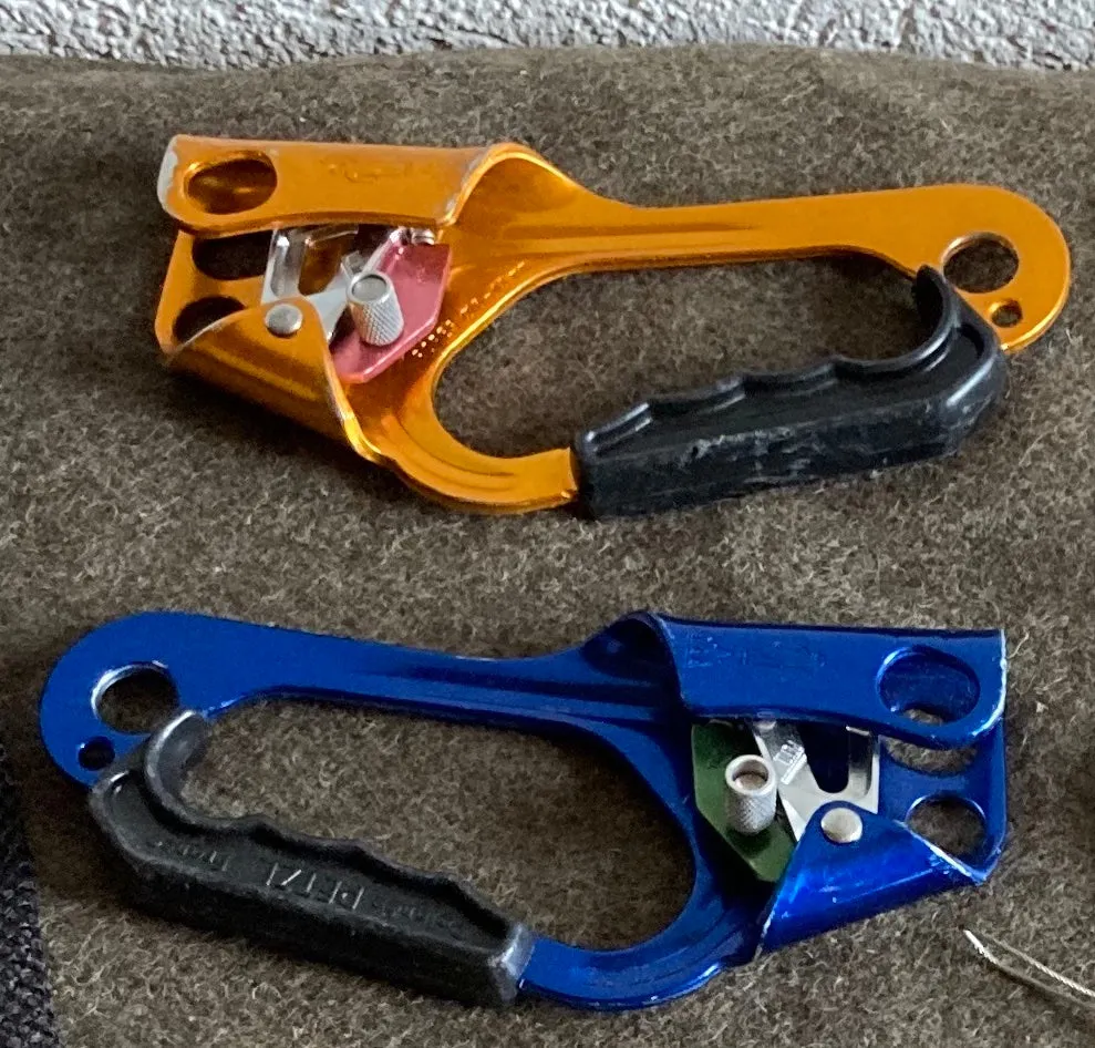 Accessories, Mountaineering, Selection of Harnesses, carabiners, and ascension devices (* This is sold as a complete assembly.)