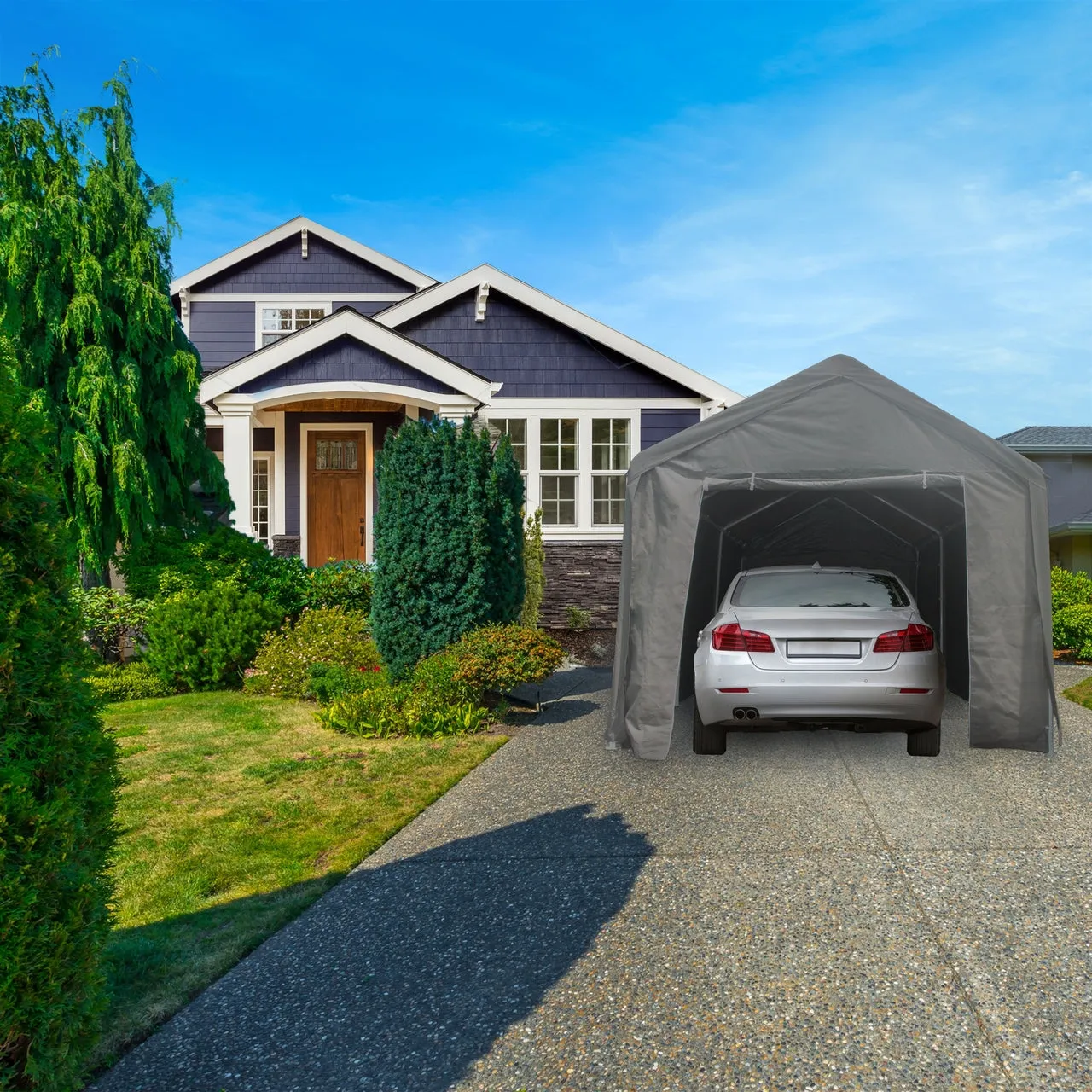 Aleko Carports Heavy Duty Outdoor Canopy Carport Tent - 10 X 20 FT - Gray