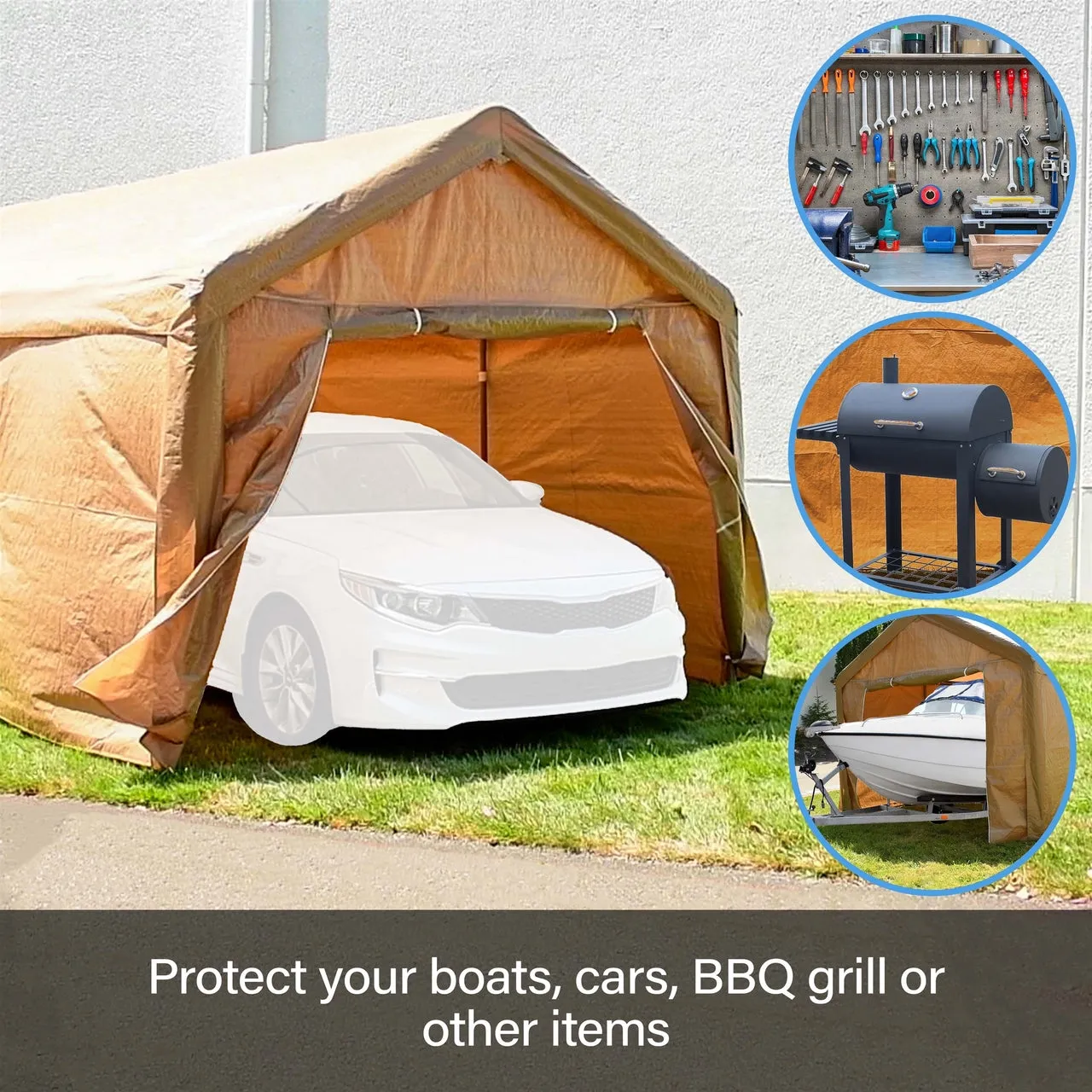 Aleko Carports Heavy Duty Outdoor Canopy Carport Tent - 10 X 20 FT - Gray