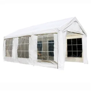 Aleko Carports Heavy Duty Outdoor Canopy Tent with Sidewalls and Windows - 10 X 20 FT - White