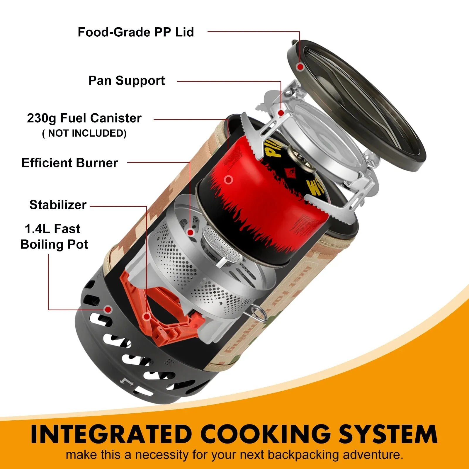 Backpacking Stove Burner - Camping Propane Cooking Gear