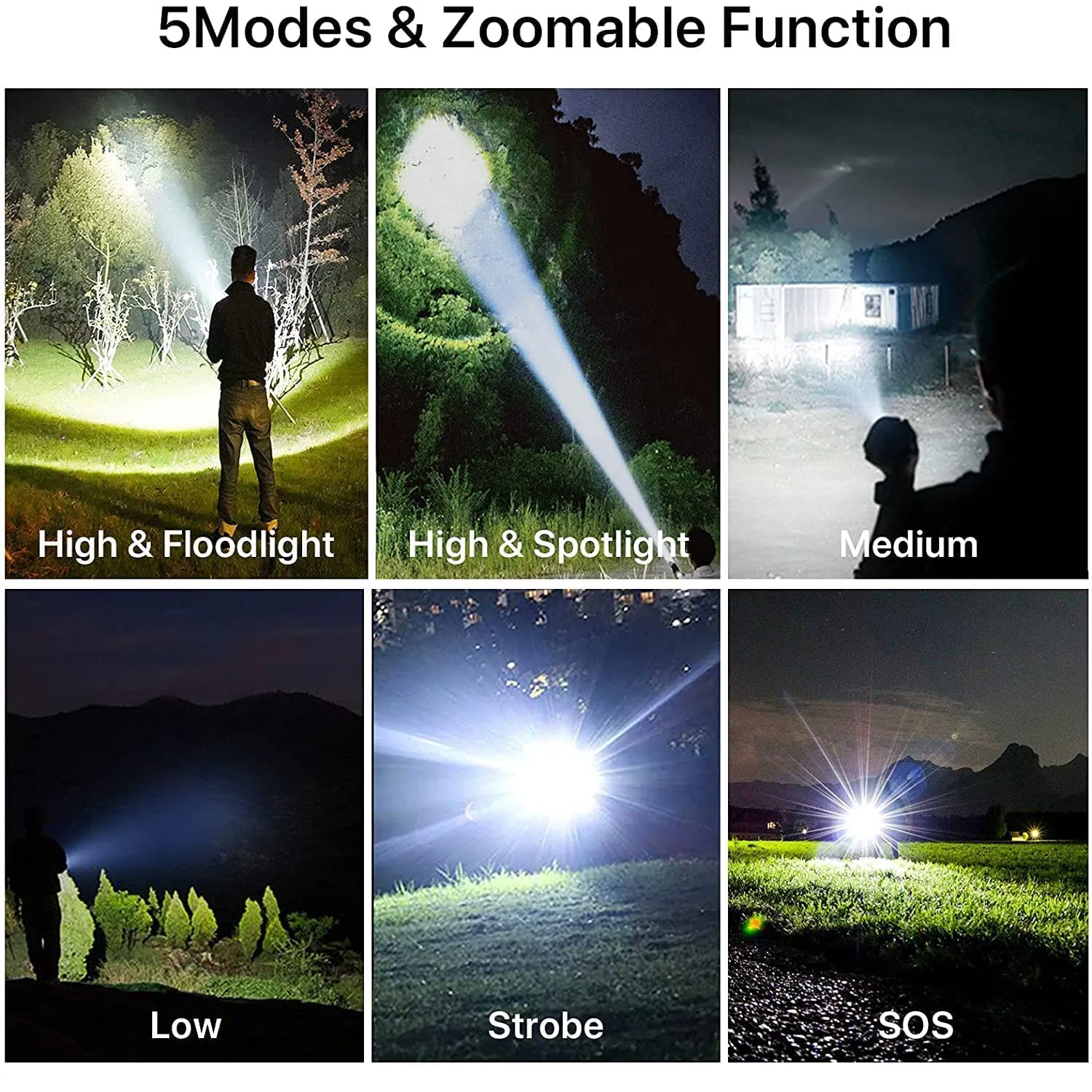 BERCOL Rechargeable LED Flashlights High Lumens | 10000 Lumens