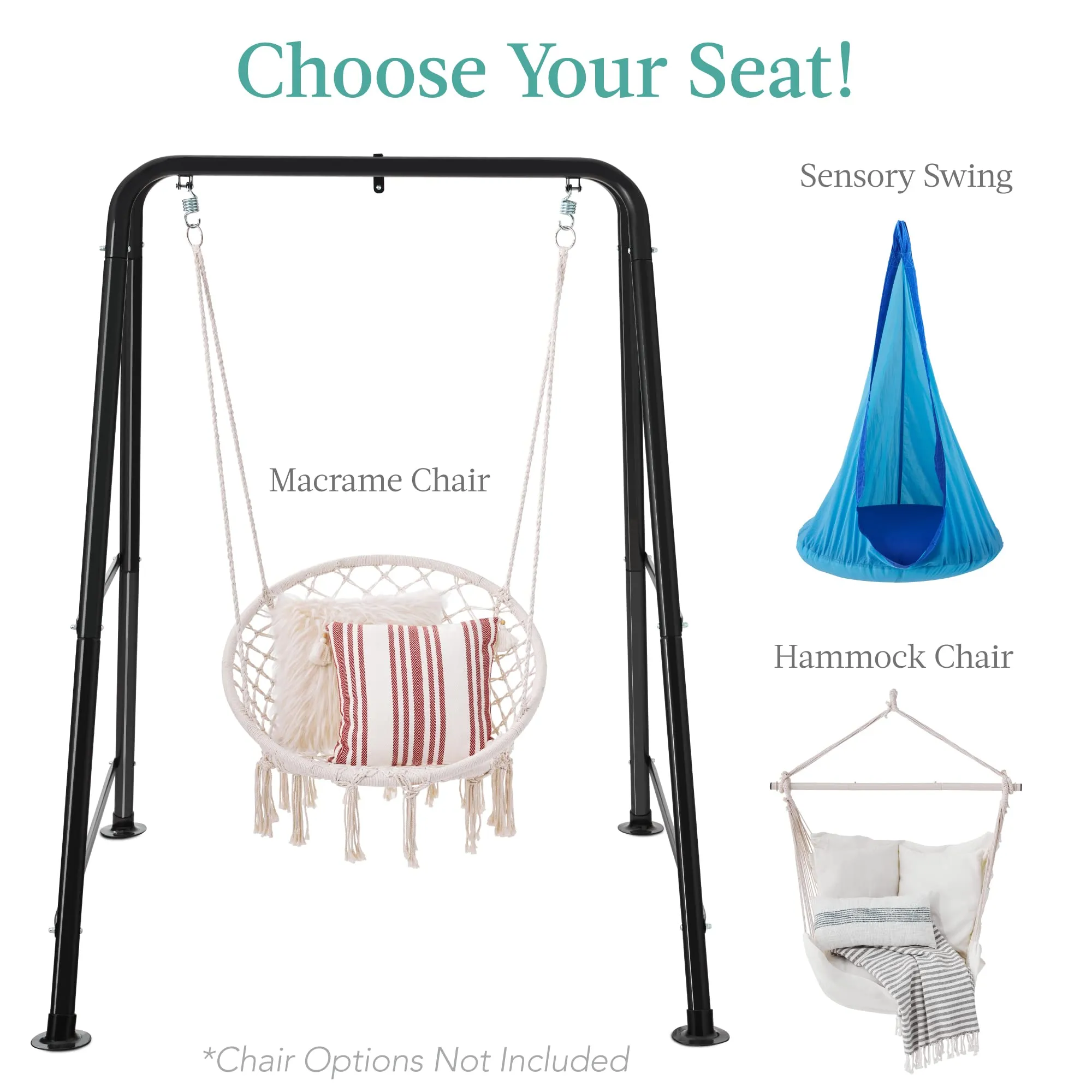 Best Choice Products Hammock Chair Stand, 75in Tall Heavy Duty Indoor Outdoor Steel Hanging Base w/Hardware - Stand Only