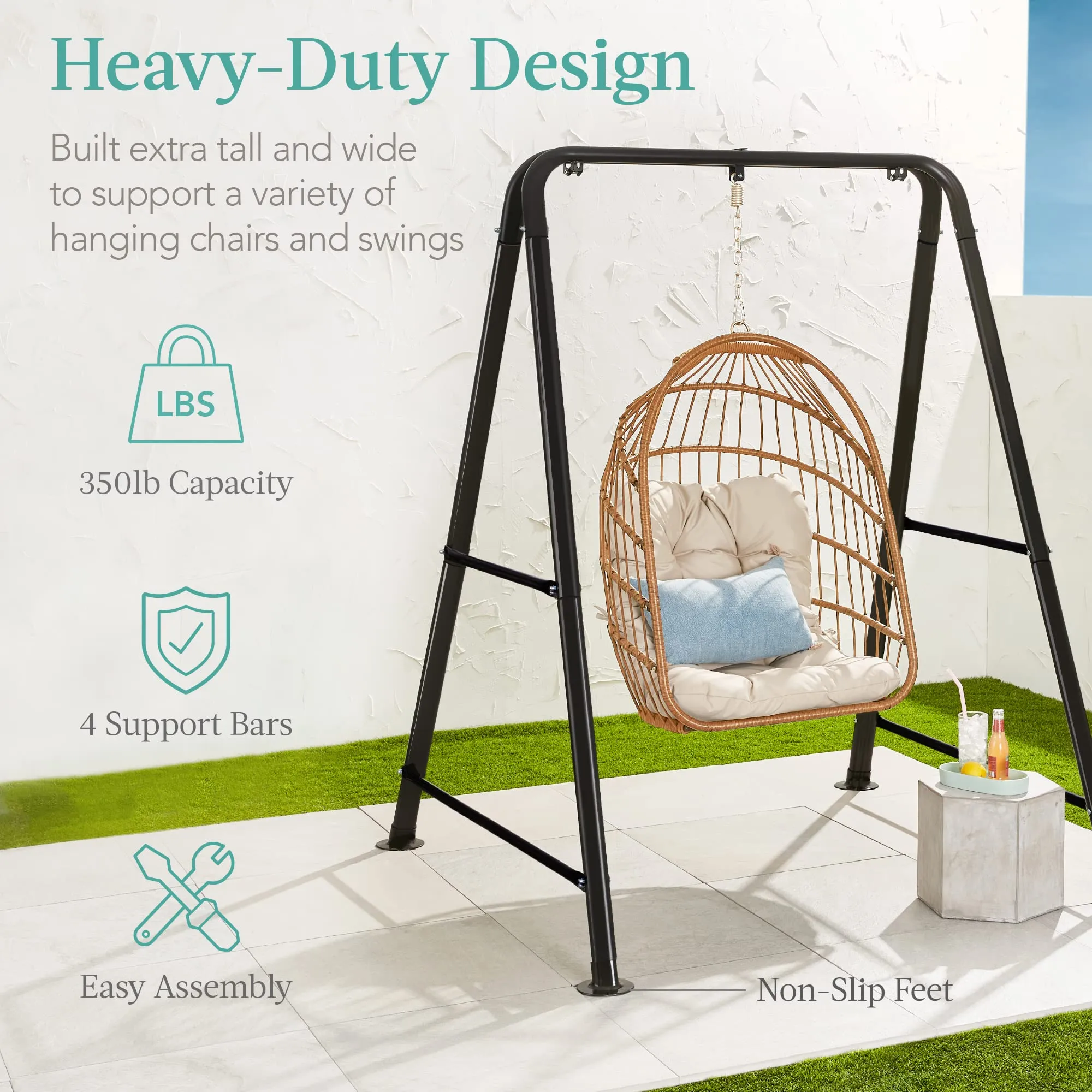 Best Choice Products Hammock Chair Stand, 75in Tall Heavy Duty Indoor Outdoor Steel Hanging Base w/Hardware - Stand Only
