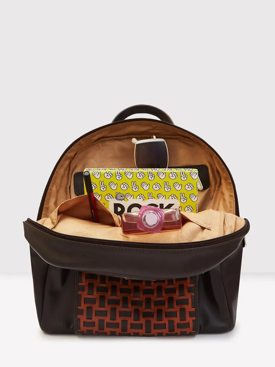Caprese Zeta Backpack Large Quilted Women'S Bag Chocolate