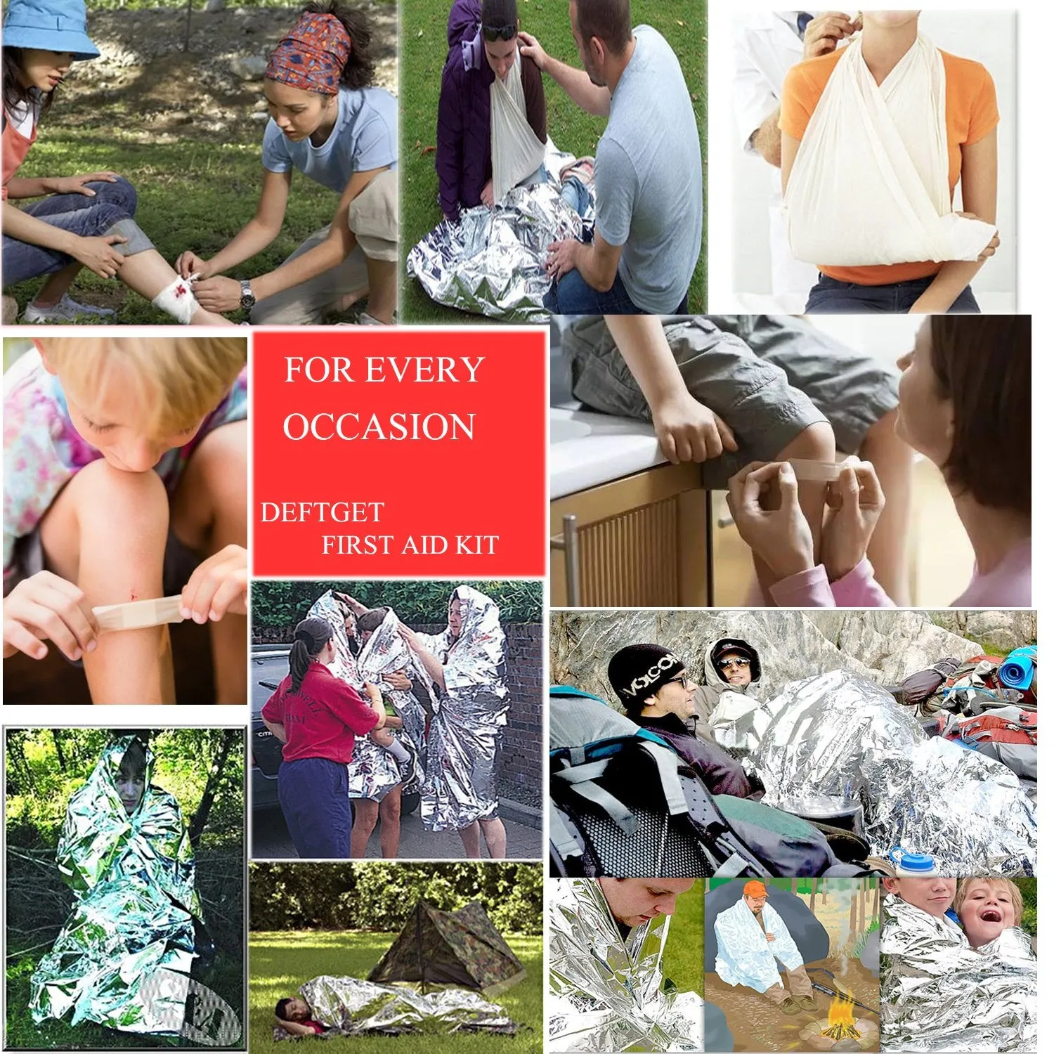 DeftGet First Aid Kit - 163 Piece Waterproof Portable Essential Injuries & Red Cross Medical Emergency Equipment Kits : for Car Kitchen Camping Travel Office Sports and Home