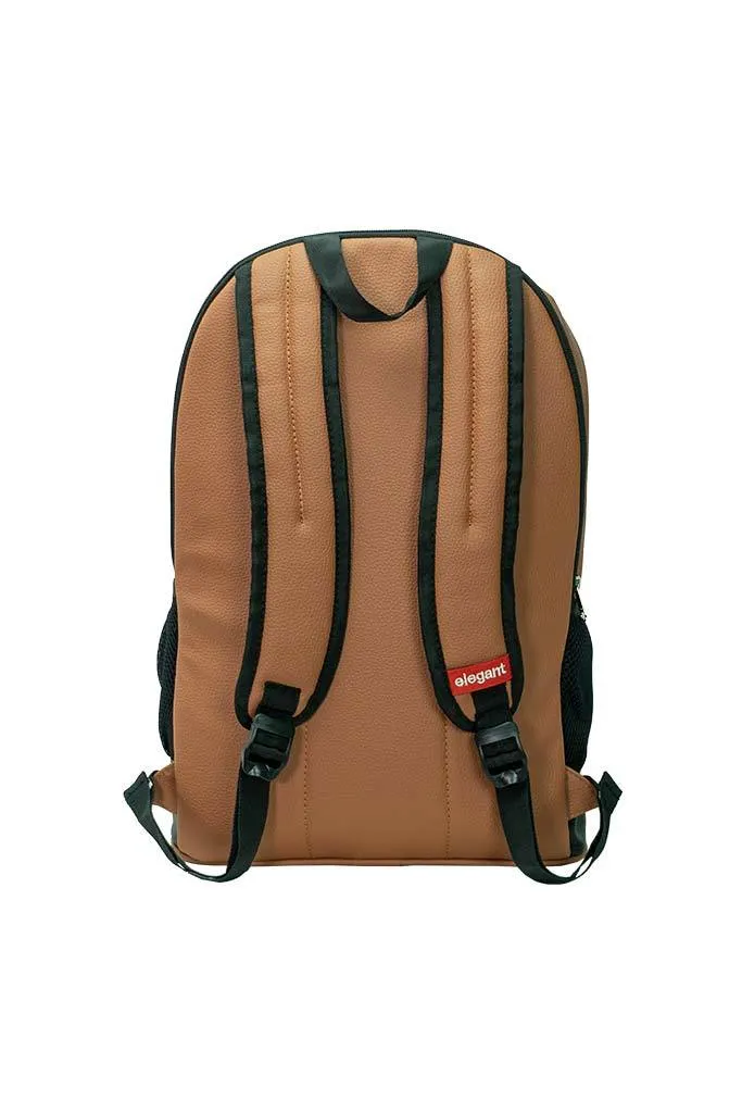 Leatherette Laptop Backpack & Bags Tan and Black