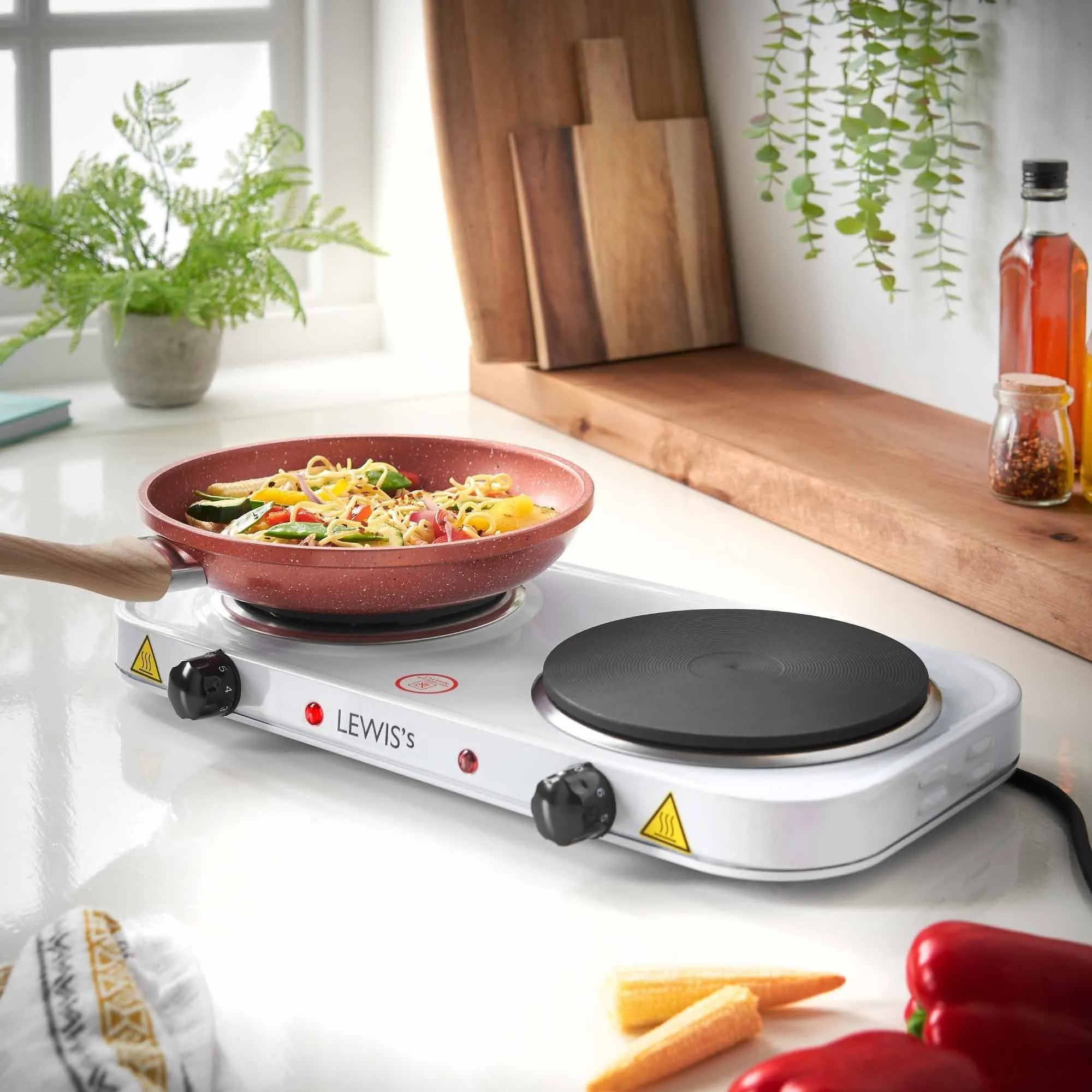 Lewis's Hotplate Double 2500W - White