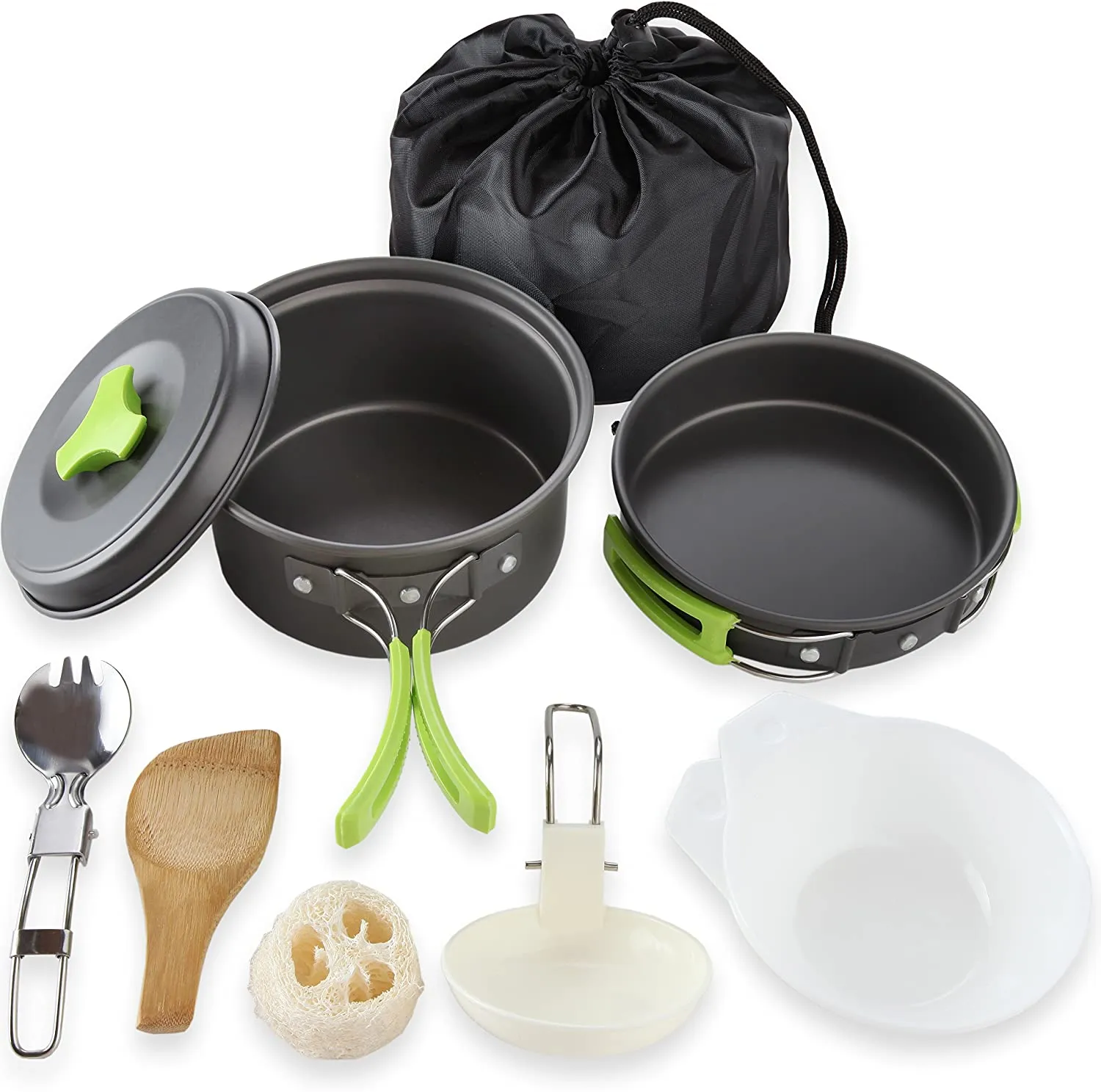 Mallome Camping Cookware Mess Kit for Backpacking Gear – Camping Cooking Set - Backpack Camping Pot and Pans Set - Portable Camping Stove and Backpacking Stove Compatible - Camp Accessories Equipment