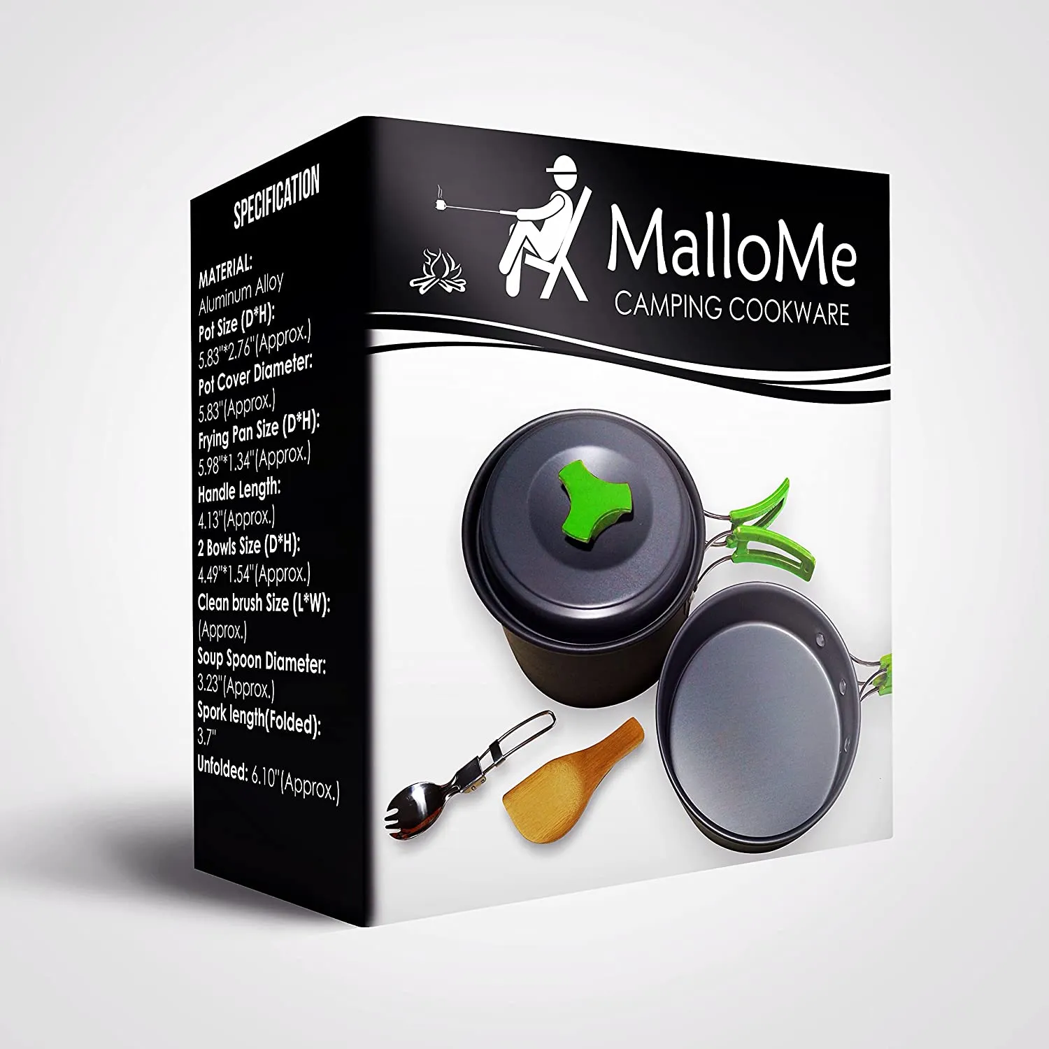 Mallome Camping Cookware Mess Kit for Backpacking Gear – Camping Cooking Set - Backpack Camping Pot and Pans Set - Portable Camping Stove and Backpacking Stove Compatible - Camp Accessories Equipment