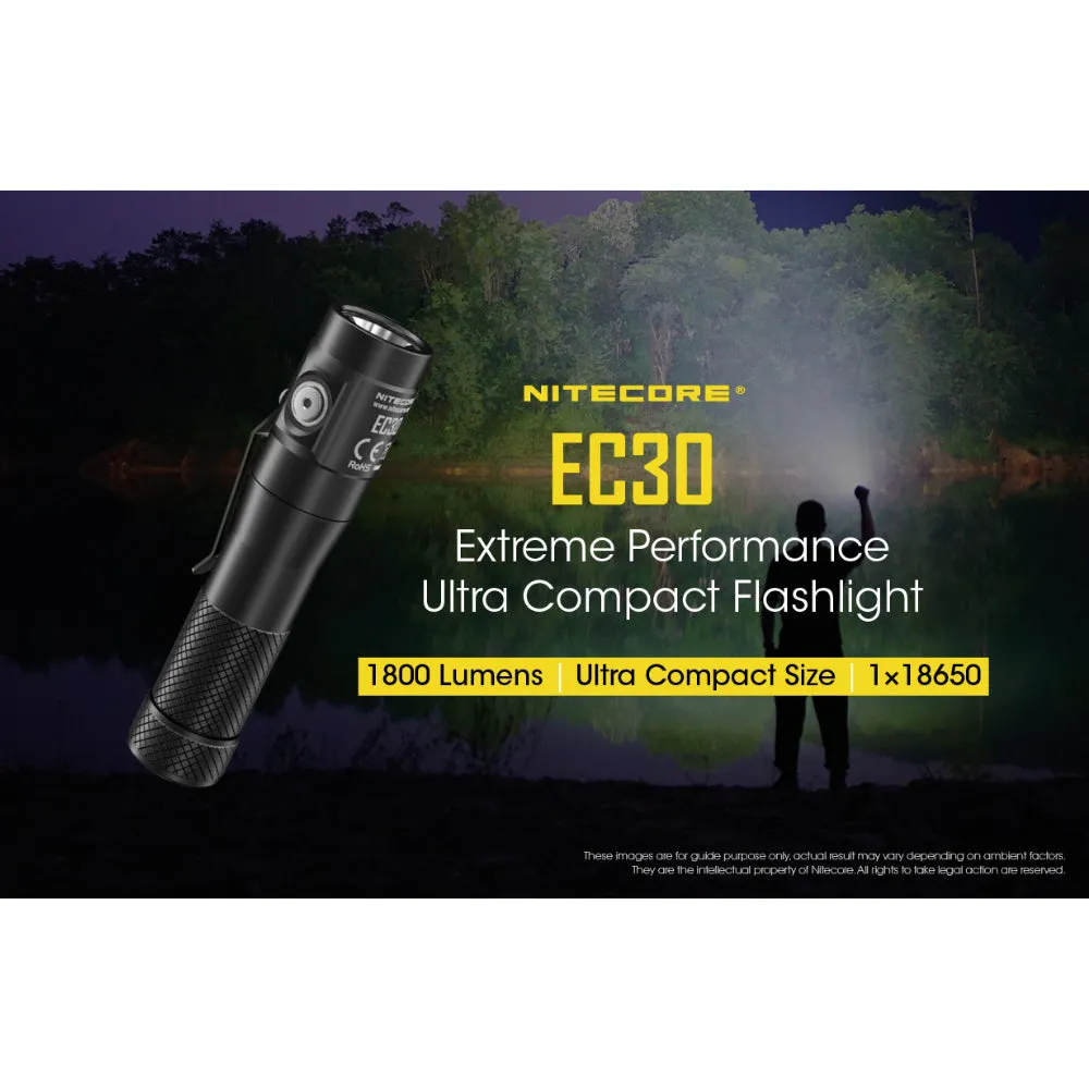 Nitecore EC30 Ultra Compact Flashlight 1800 Lumens EDC High Powered Light