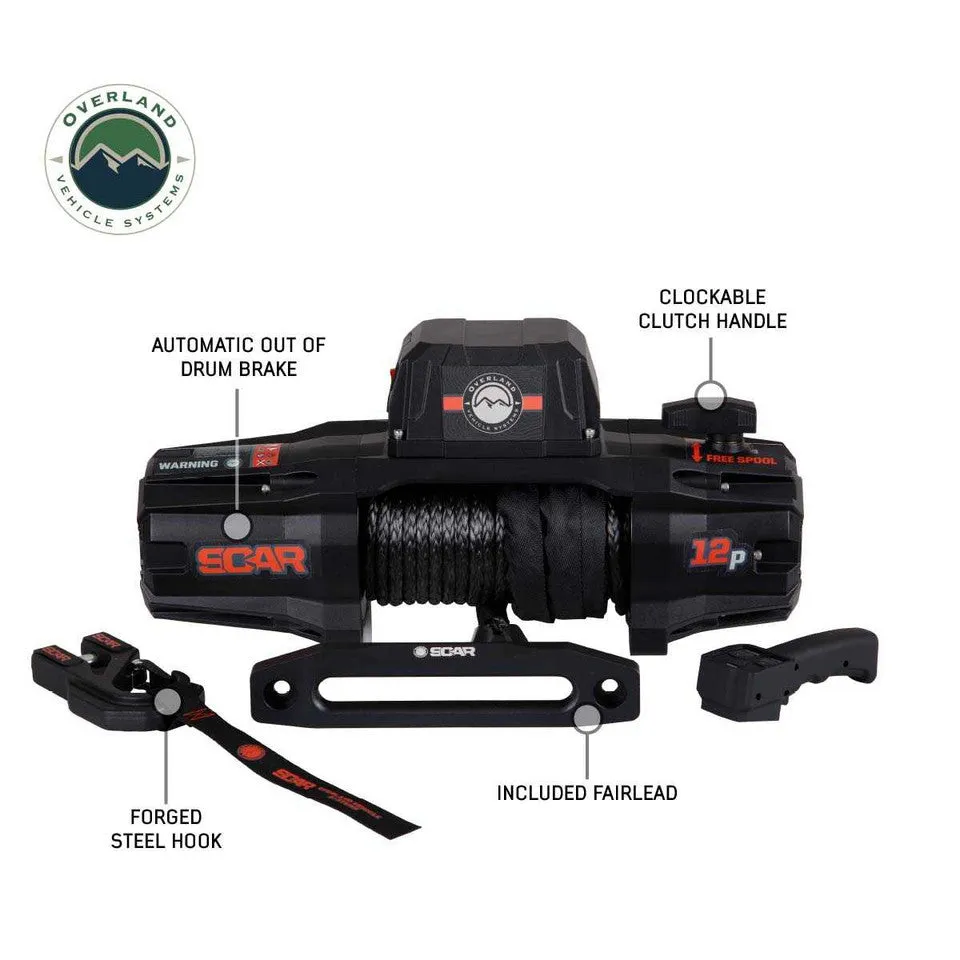 Overland Vehicle Systems Scar 12-S Winch - 12,000 lb w/Synthetic Rope