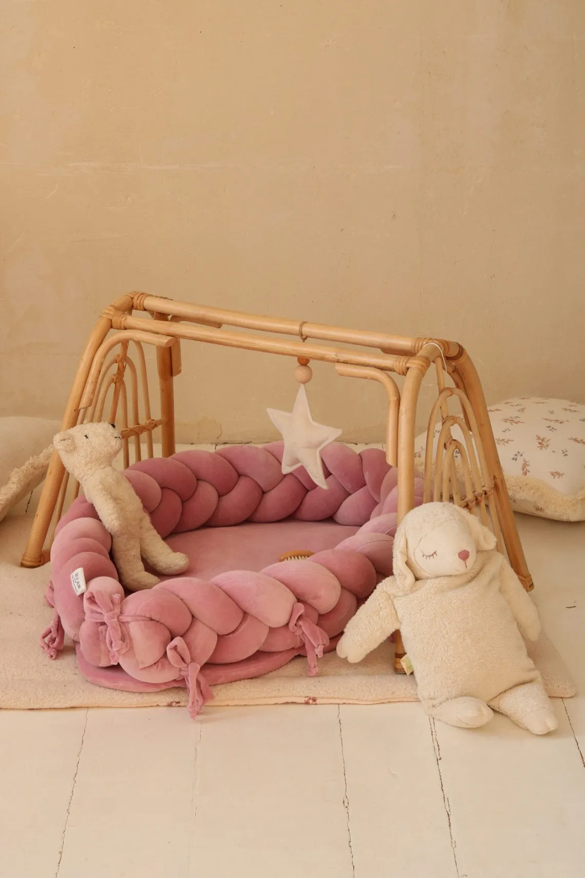 Plaited Cotton Velvet Velour Baby Nest (6 colours)