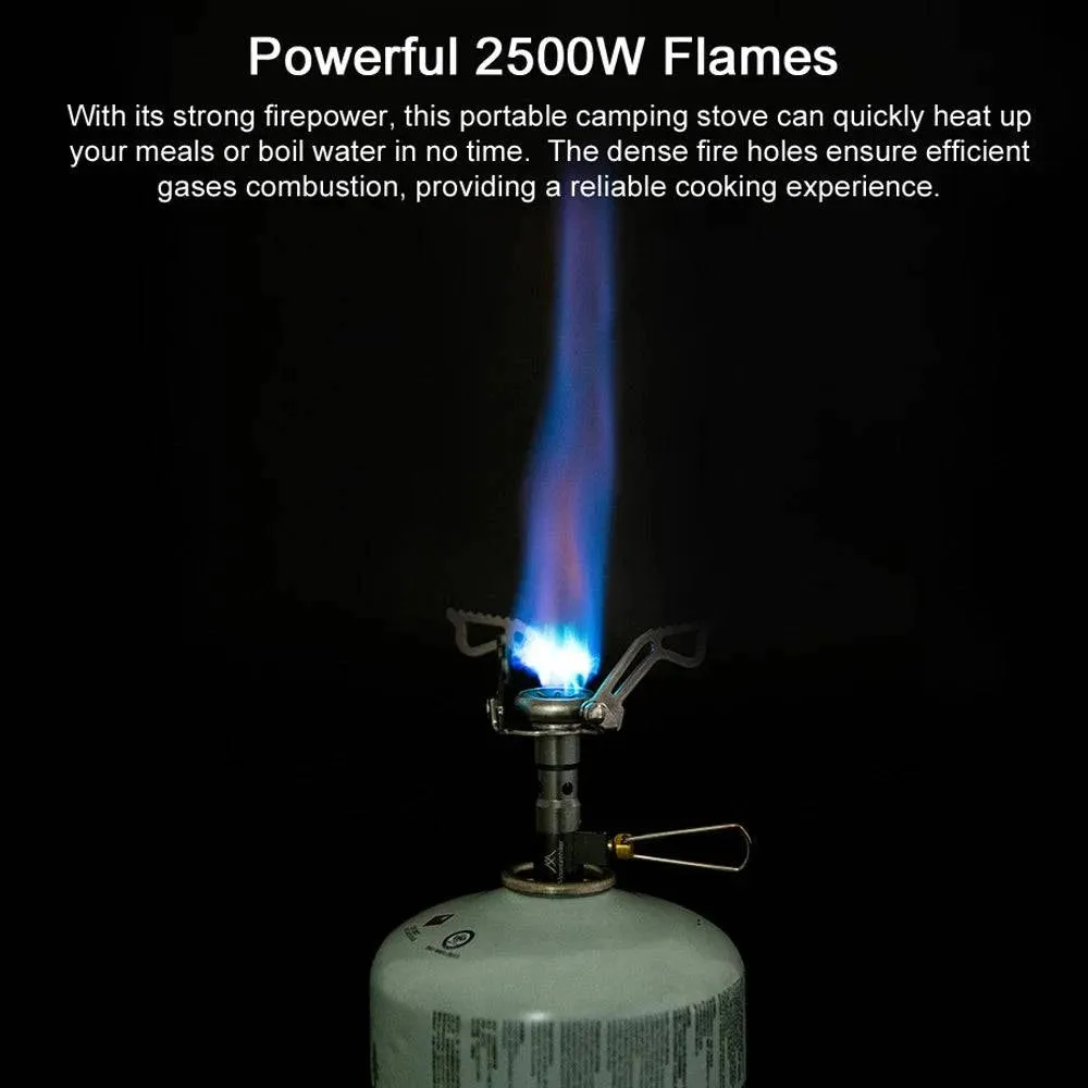 Portable Camping Stove Backpacking Gases Burner Foldable Camp Stove Head 2500W for Outdoors Cooking Camping Backpacking Hiking