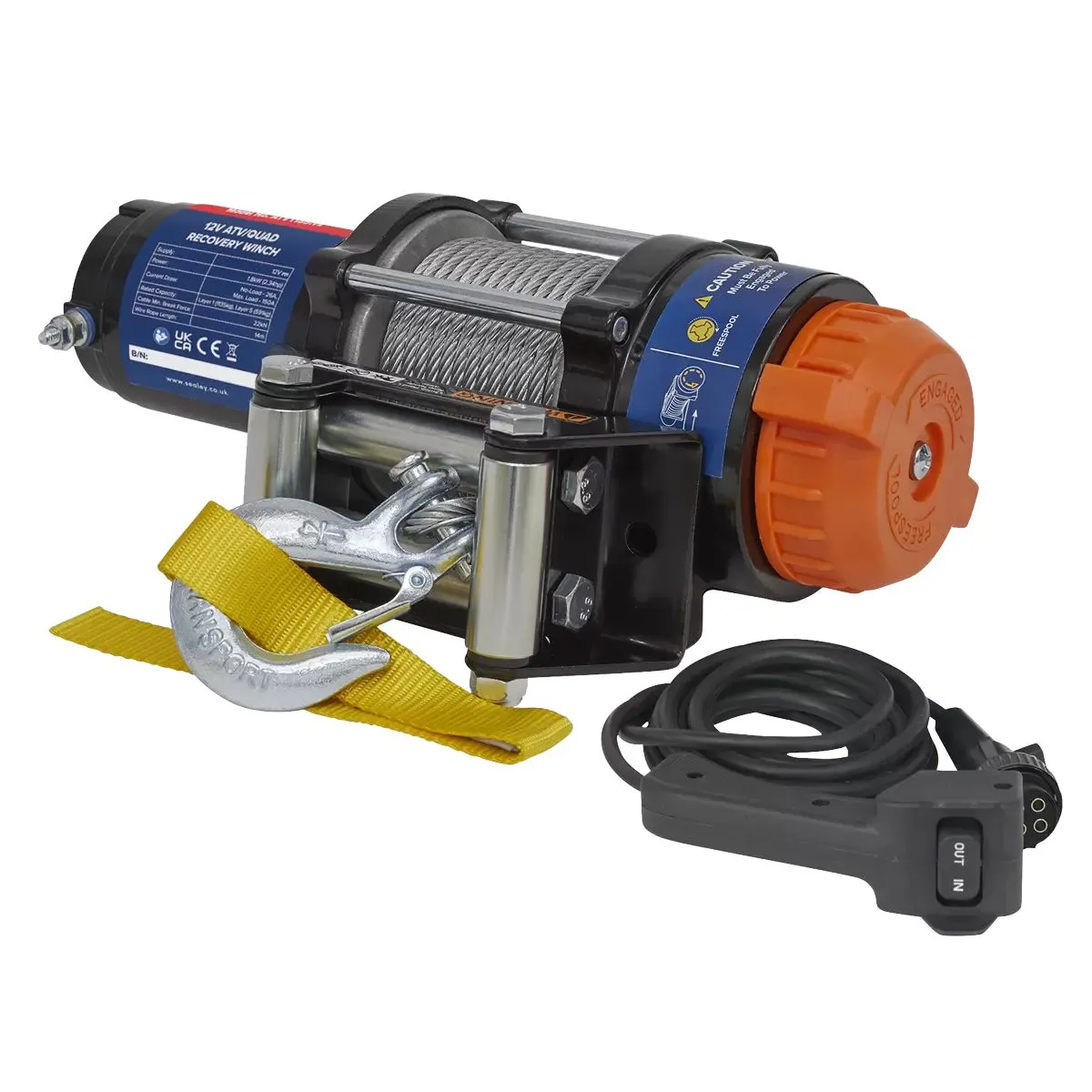 Sealey ATV1135 12V ATV/Quad Recovery Winch 1135kg Line Pull