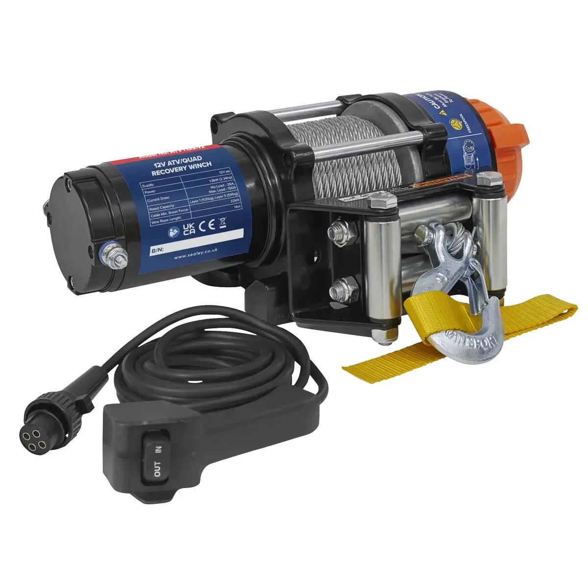 Sealey ATV1135 12V ATV/Quad Recovery Winch 1135kg Line Pull