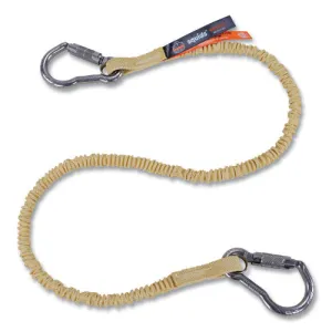 Squids 3121 Burn   Cr Aramid Tool Lanyard With Steel Carabiners, 10 Lb Max Working Capacity, 38" To 48" Long, Yellow