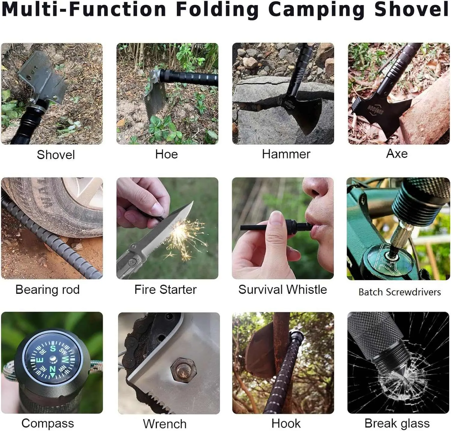SUNKOON Camping Survival Shovel with Axe