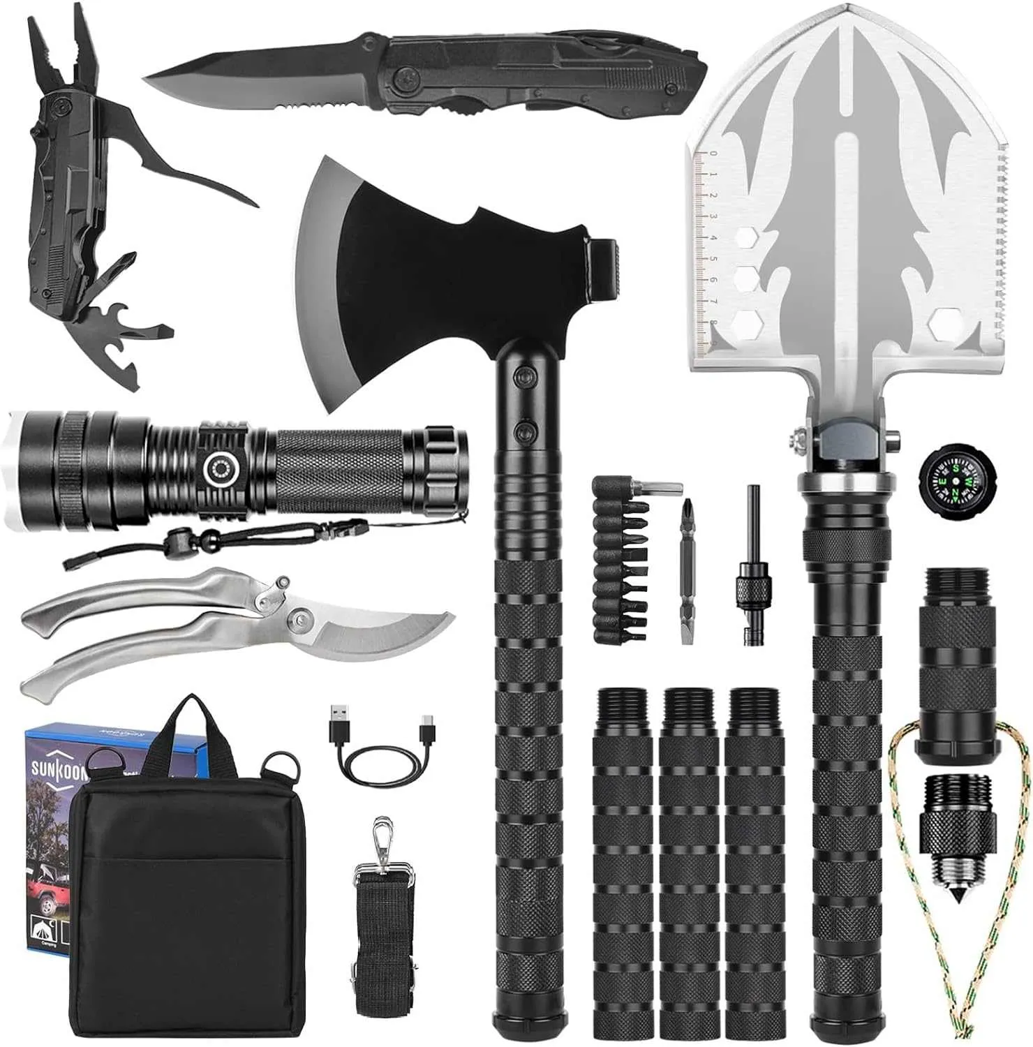 SUNKOON Camping Survival Shovel with Axe