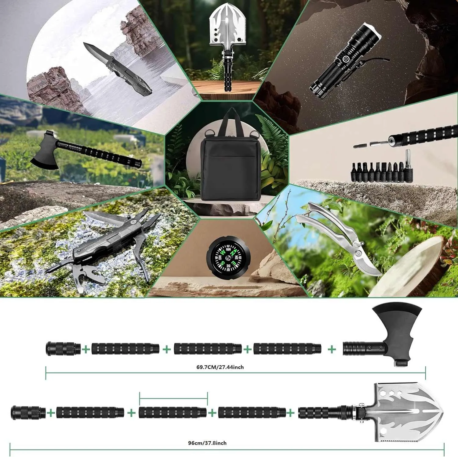 SUNKOON Camping Survival Shovel with Axe