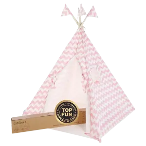 Teepee Play Tent - Wigwam - Pink & White Stripes - Cotton Canvas