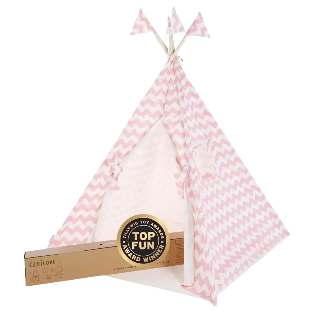 Teepee Play Tent - Wigwam - Pink & White Stripes - Cotton Canvas