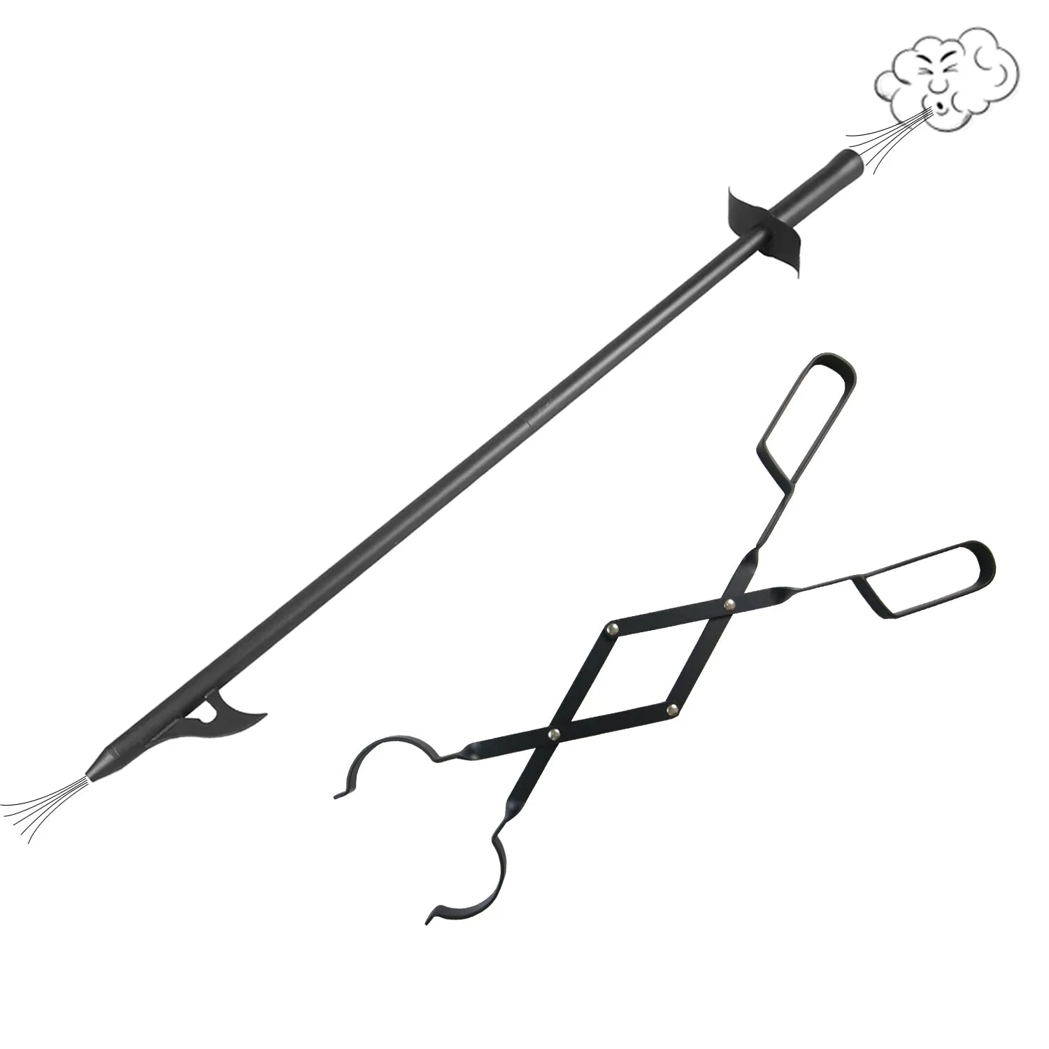 VODA Fireplace Accessories Fire Poker and Fireplace Tongs Set for Fire Pit Bonfire Wood Stove