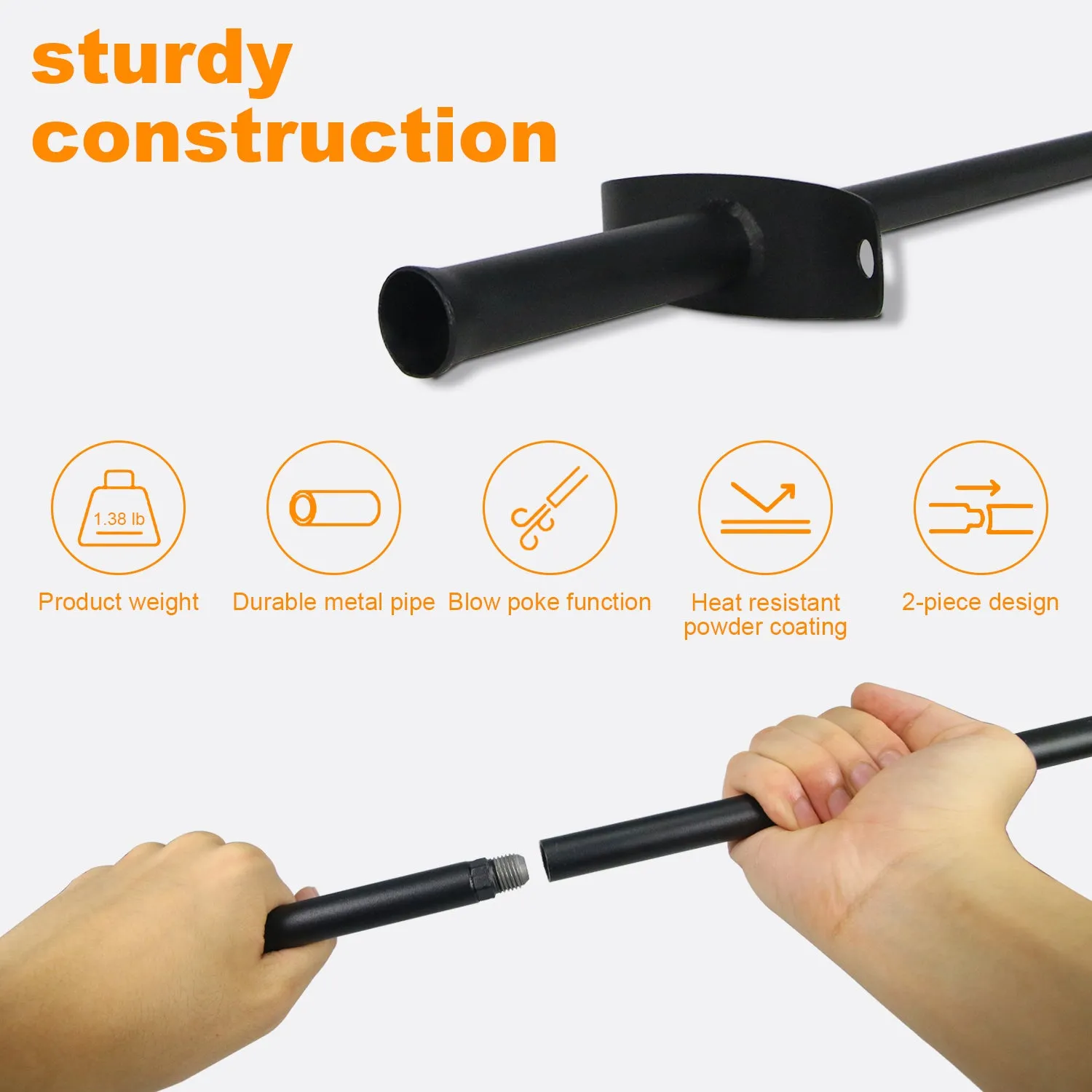VODA Fireplace Accessories Fire Poker and Fireplace Tongs Set for Fire Pit Bonfire Wood Stove